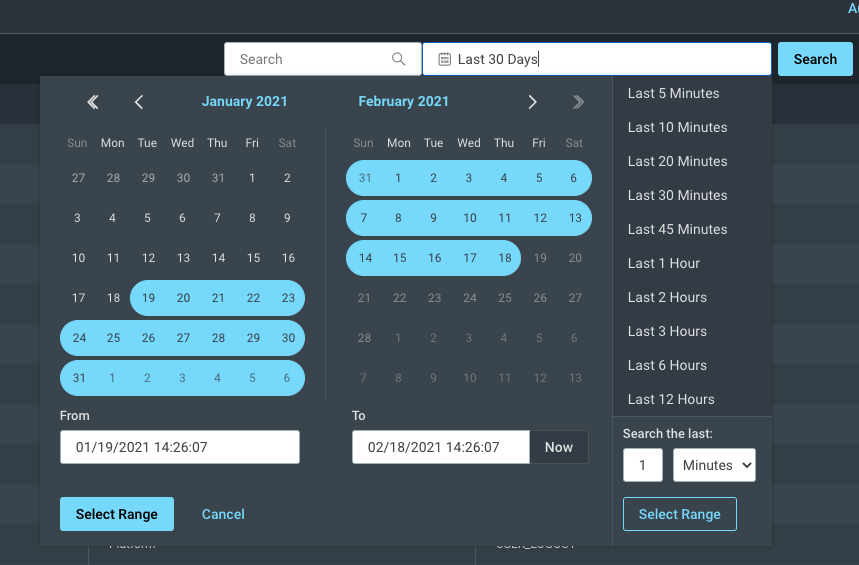 Date selector component