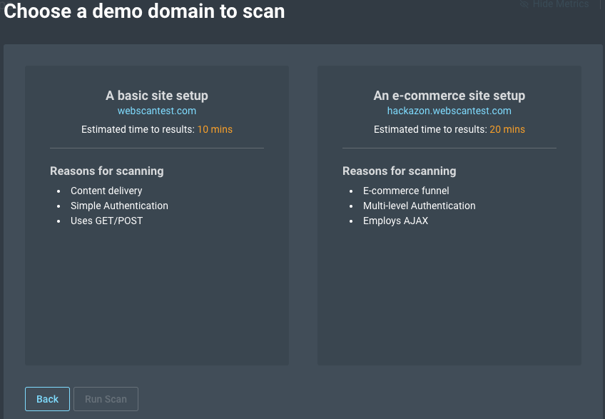 Scan a demo domain