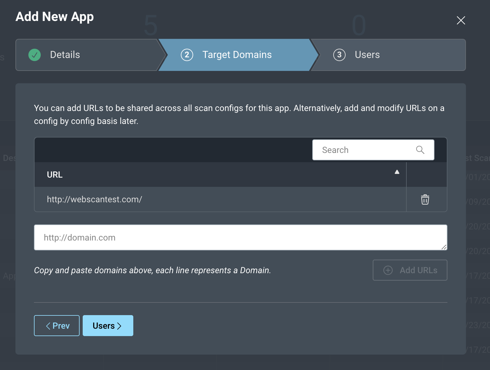 InsightAppSec Add New App
