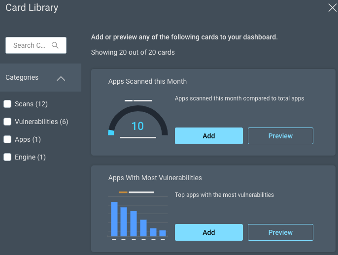 Dashboard Card Library