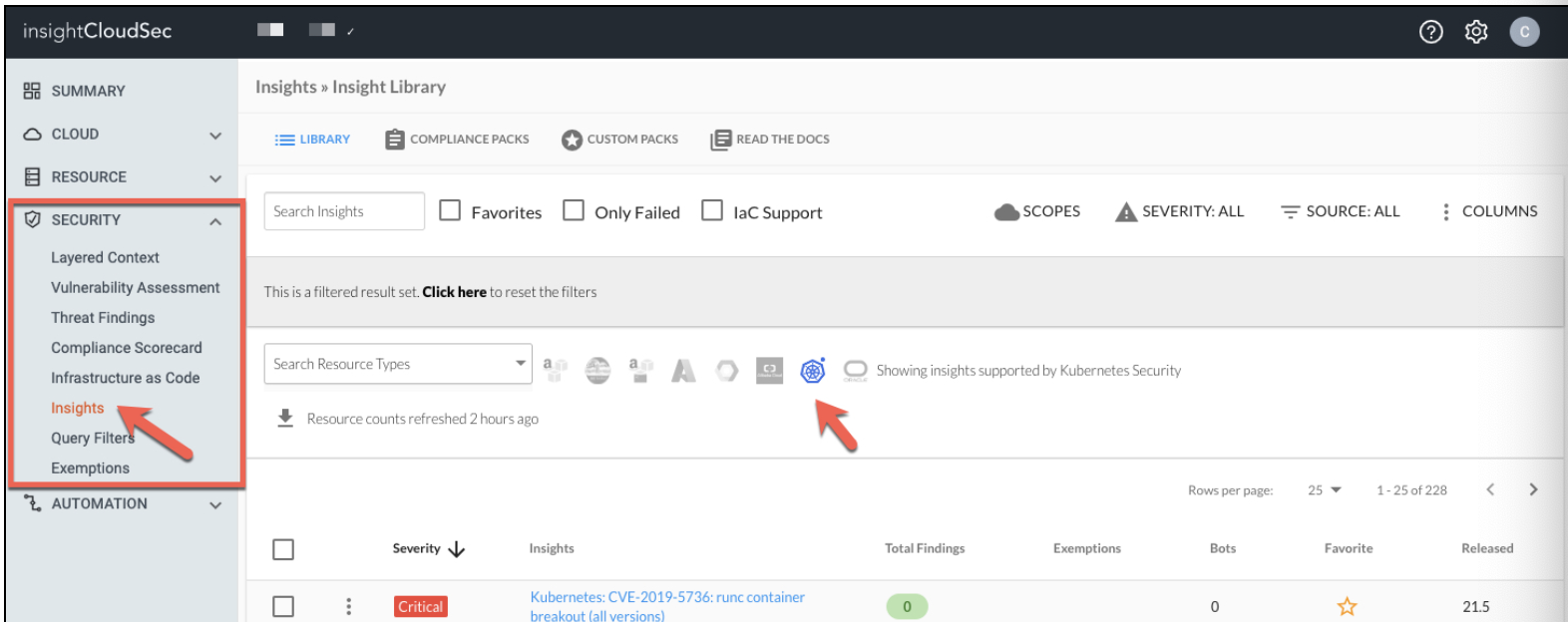 View Insights for Kubernetes Security Guardrails