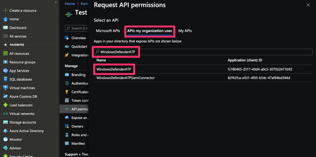 APIs WindowsDefenderATP