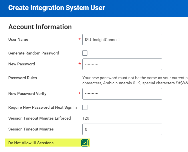 Integration System User Configuration