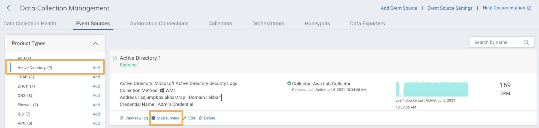 Stop running option for Active Directory