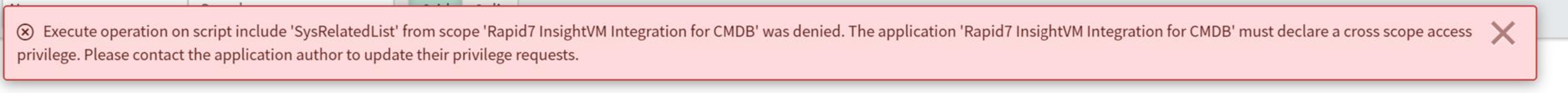 ServiceNow CMDB privilege error