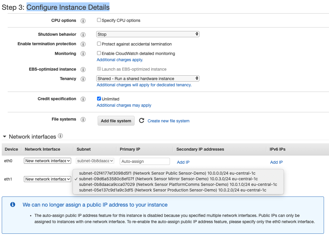 Configure Instance Details