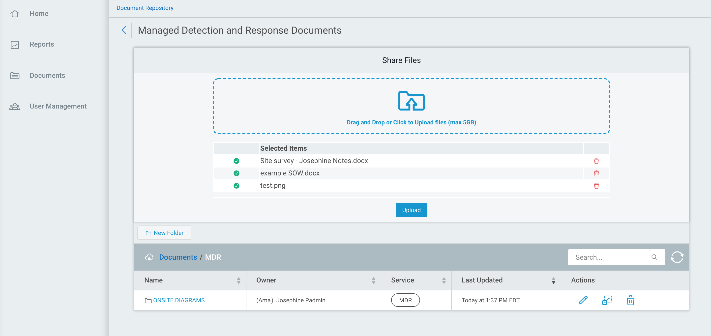 Viewing service documents