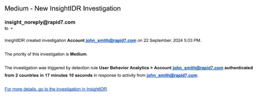 InsightIDR Investigation Notification