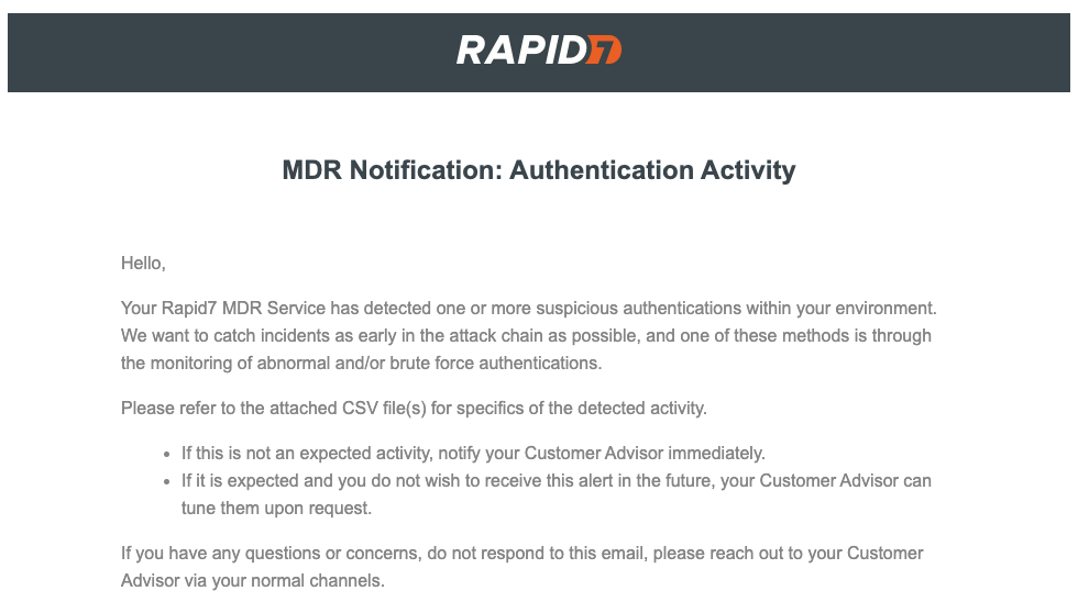 MDR Rollup email notification