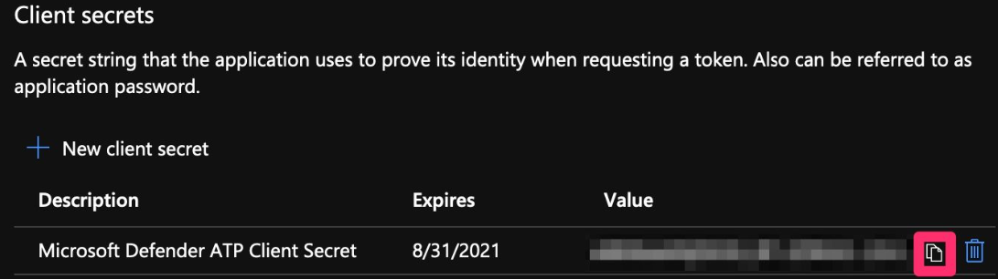 Copy generated secret value