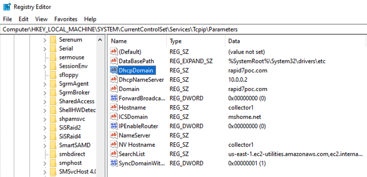 InsightIDR Unqualified Hostname Registry Editor Example