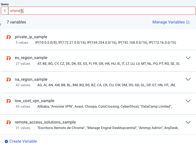 How to Use Variables example